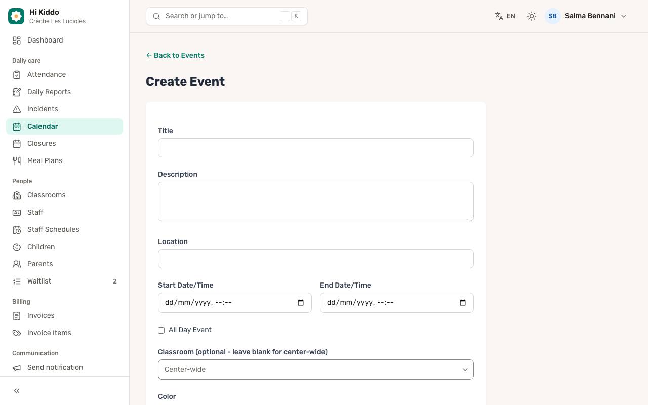 How to create an event
