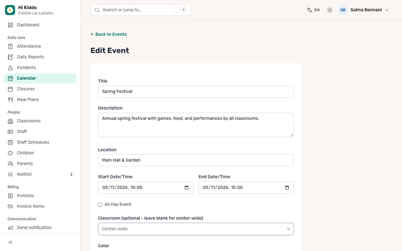How to edit an event