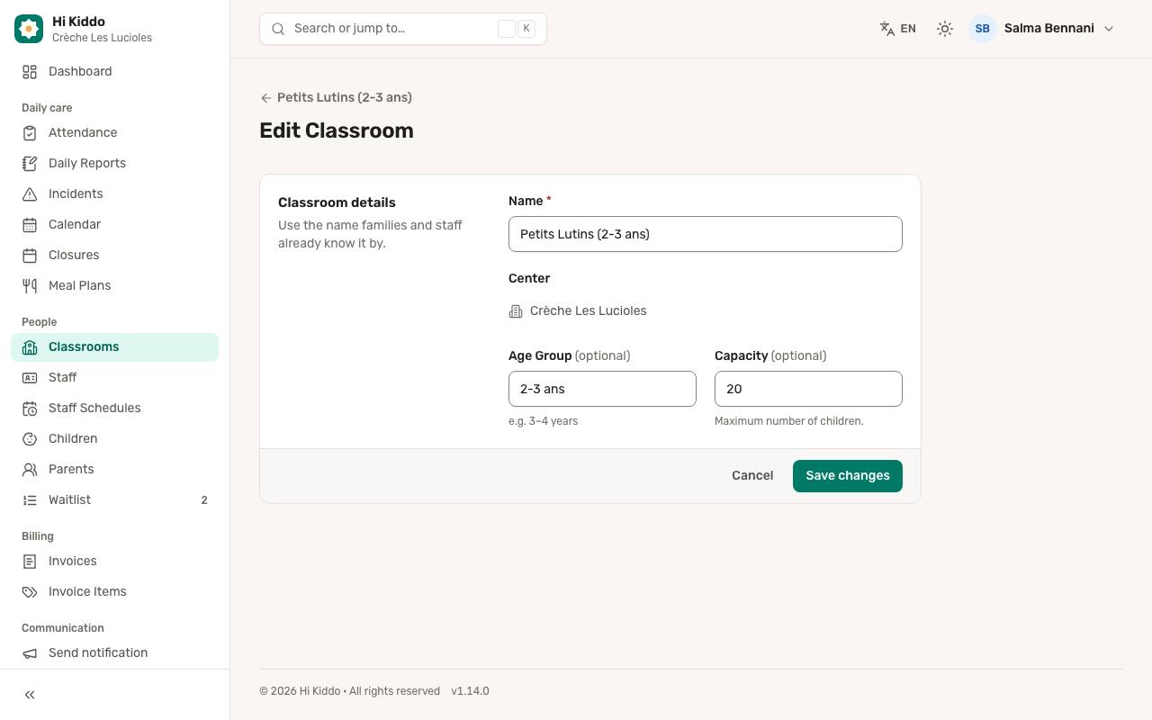 How to edit a classroom