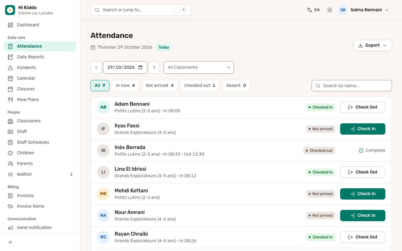 How to export attendance