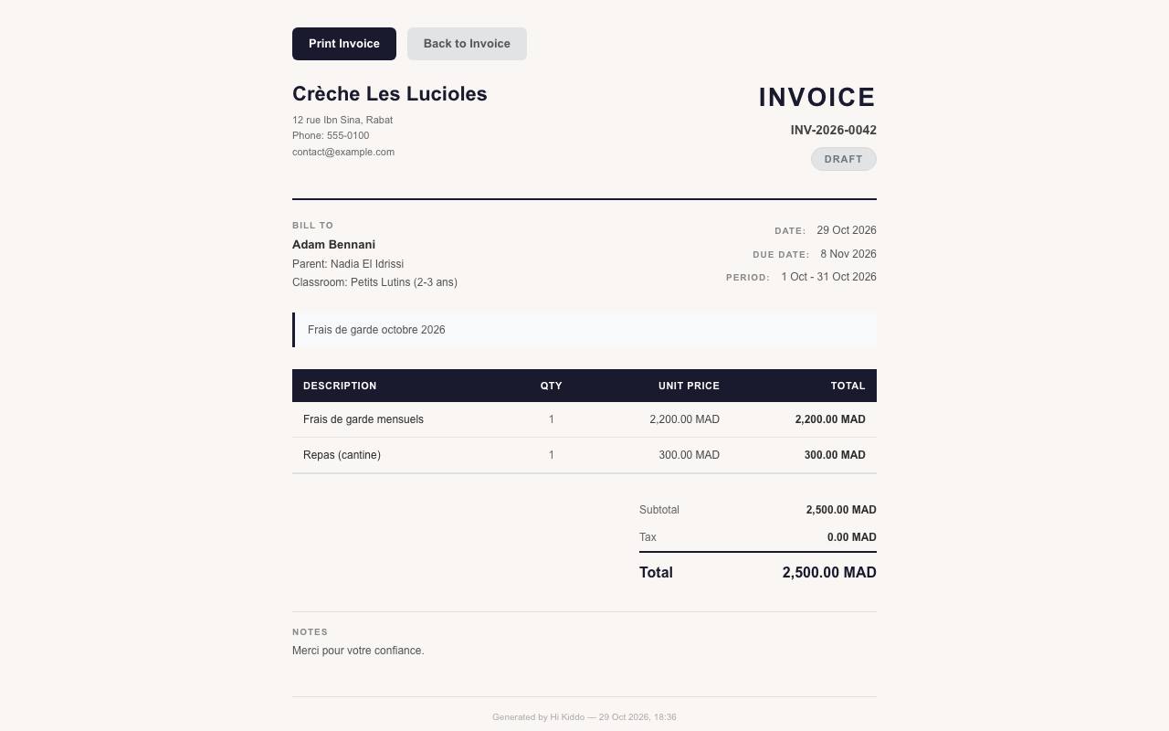 How to print or download an invoice