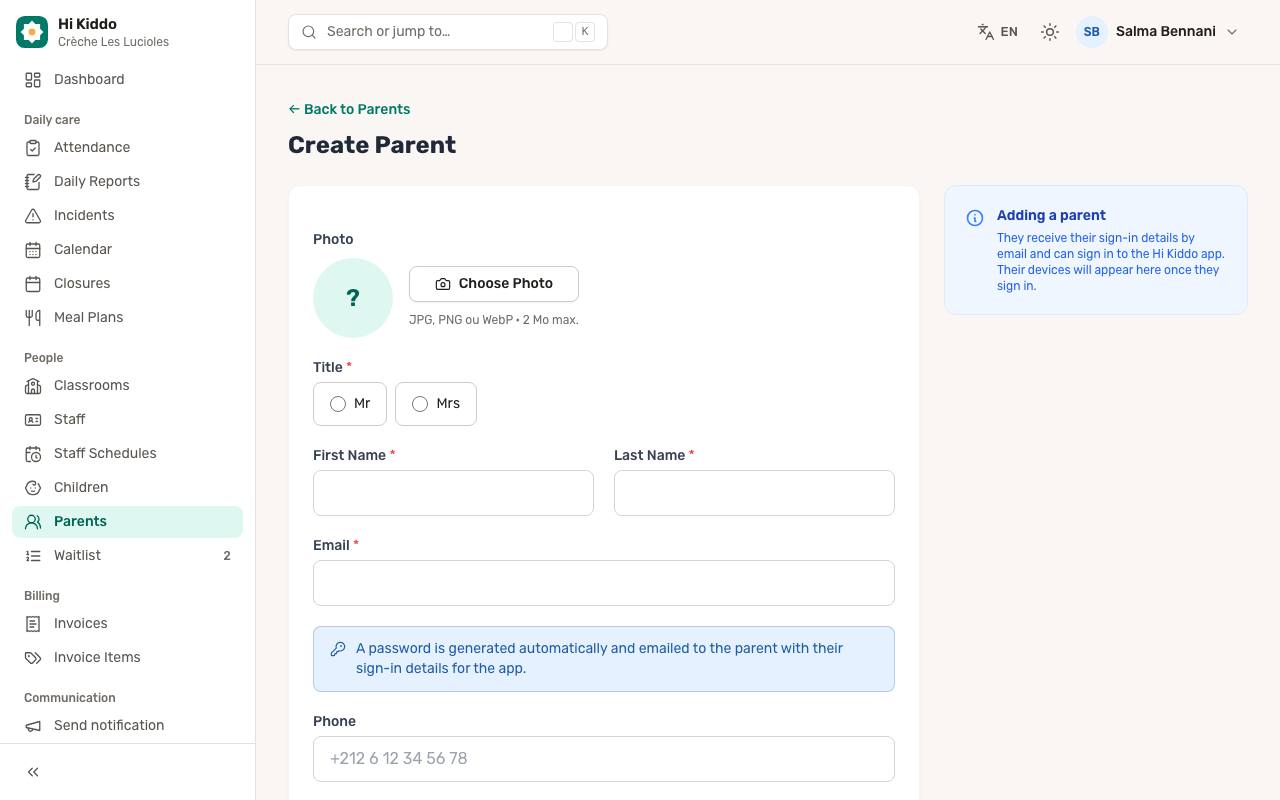 How to add a parent