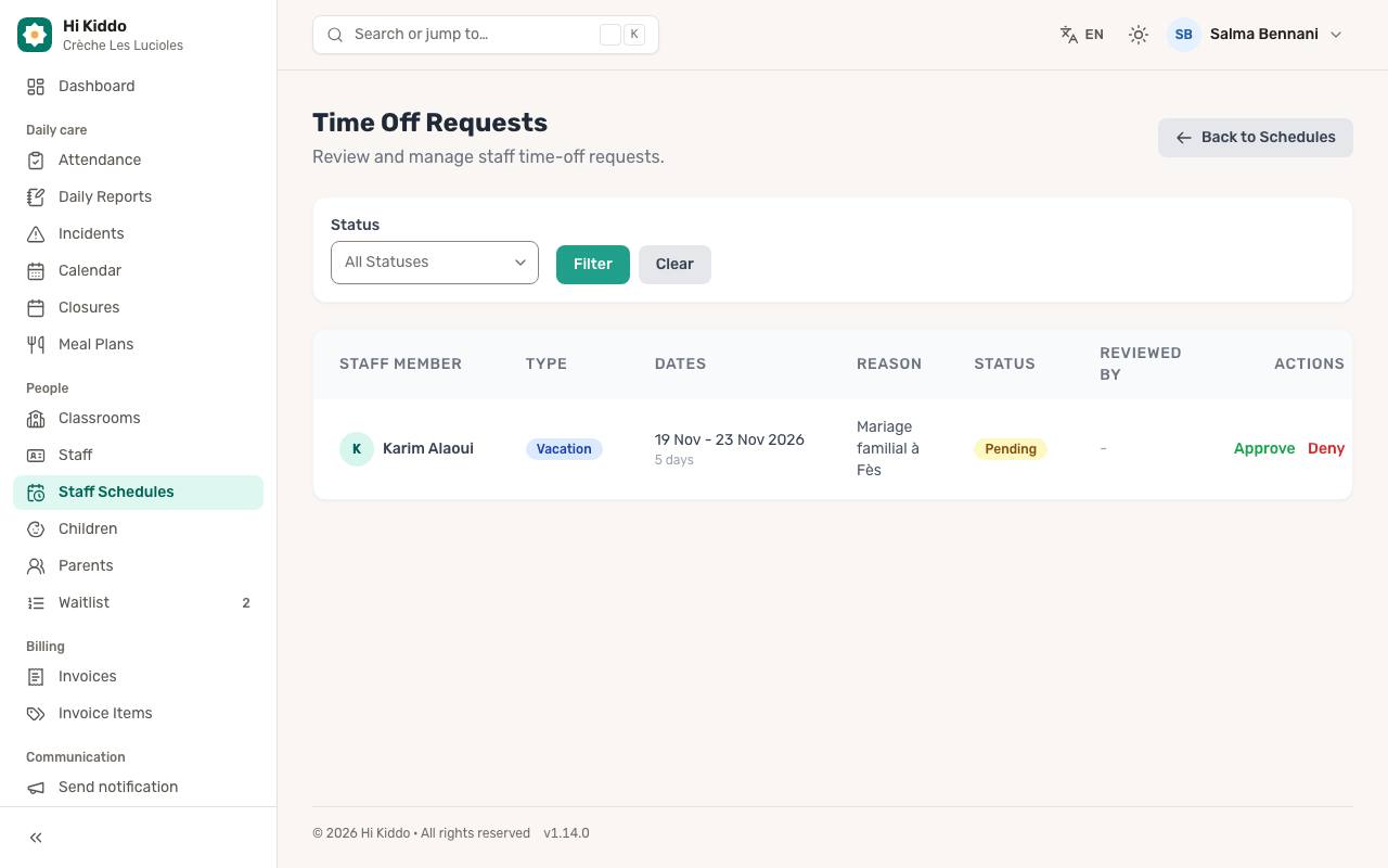 How to review time-off requests