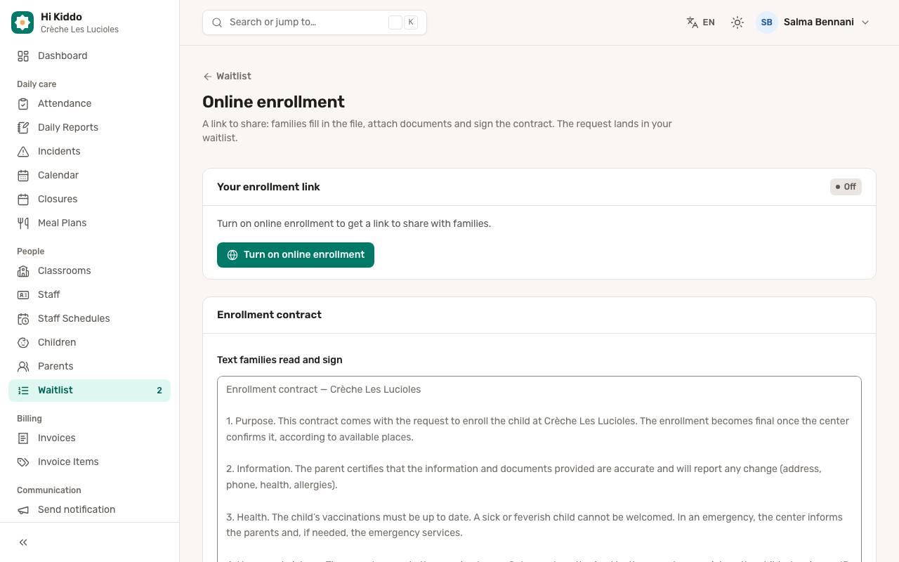 Online enrollment