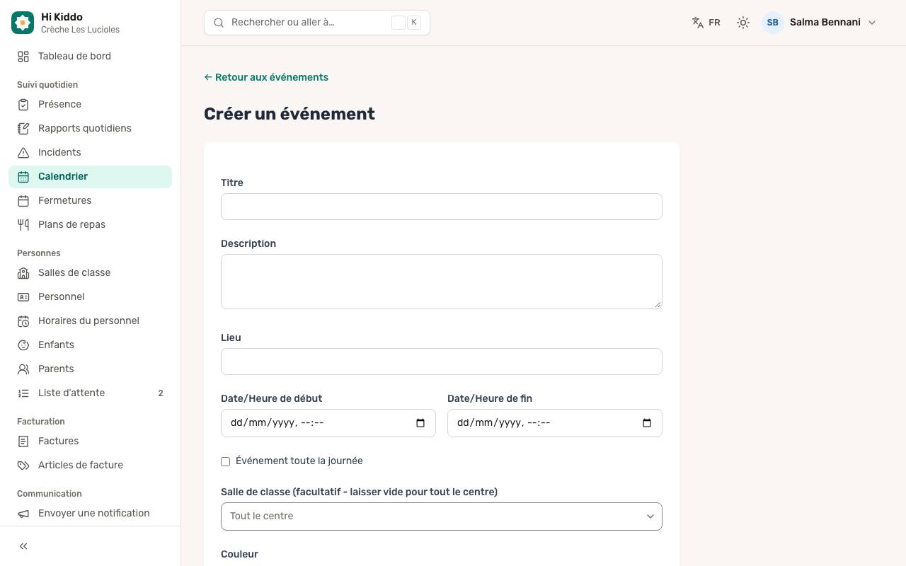 Comment créer un événement