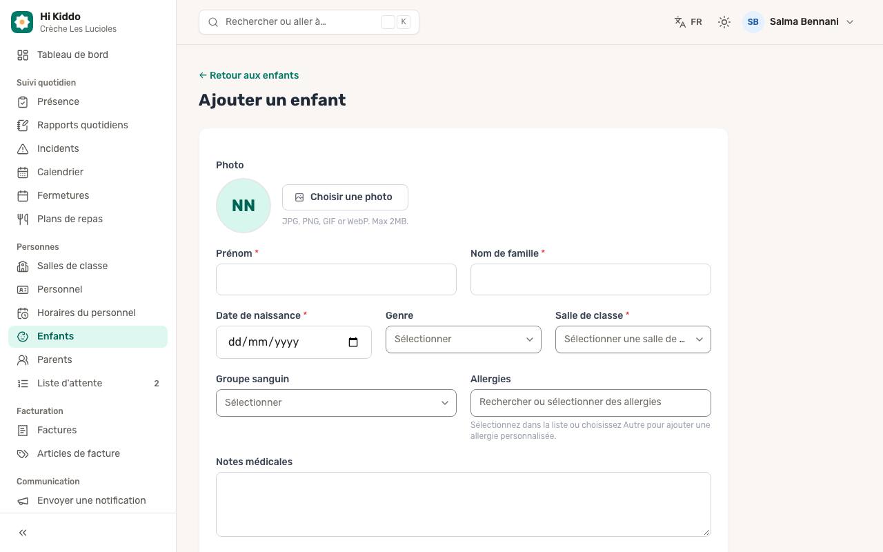 Comment ajouter un enfant