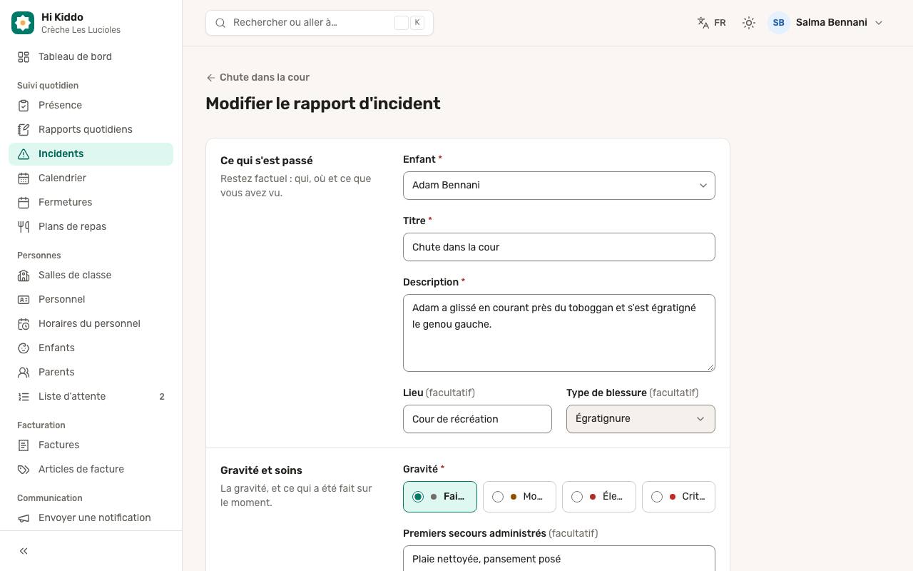 Comment modifier un rapport