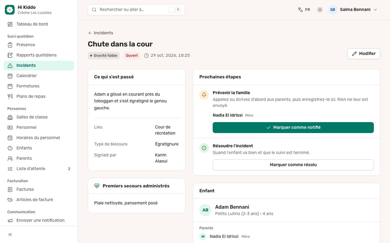 La page du rapport