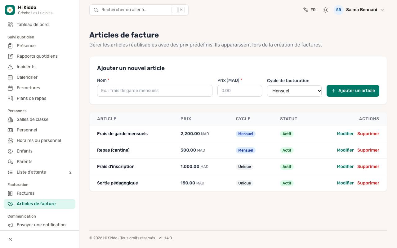 Qu'est-ce qu'un article de facture