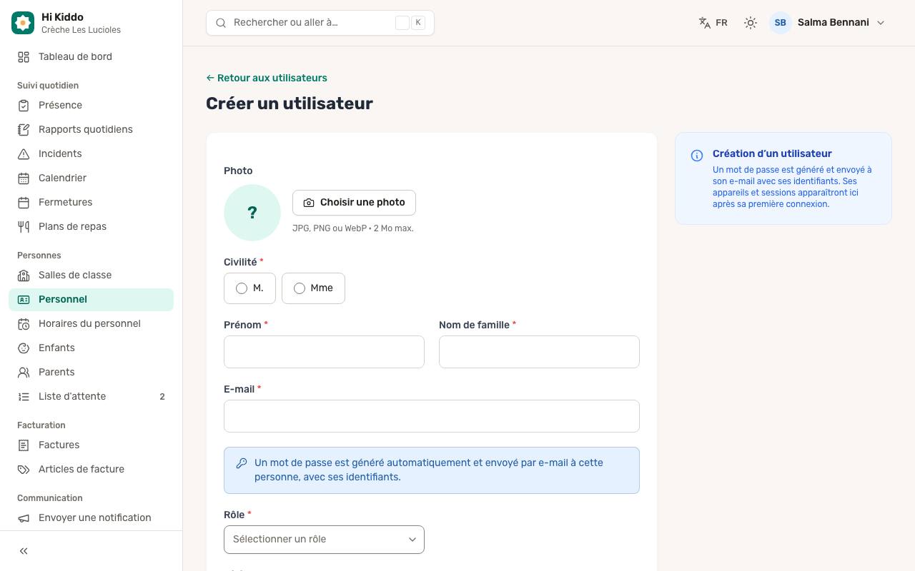 Comment ajouter un membre du personnel
